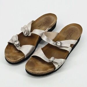 Naot Kate Radiant Gold Leather Rhinestone Sandal EU 41 US 10 Comfort Slides VGUC